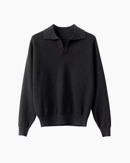 Textured Knit Polo Sweater - Old Money